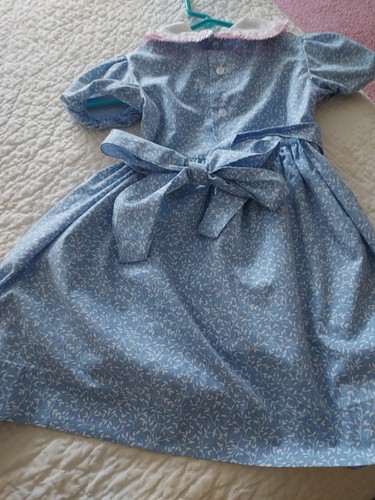Polly Flinders Vintage Smocked dress short sleeve ruffle lace EUC big bow EUC - Picture 9 of 9