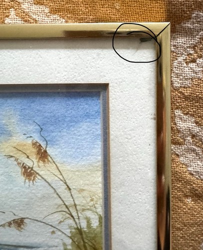 Mini Vtg Margaret Pulliam Watercolor Sea Oats St John’s Beach Signed Gold Frame - Picture 5 of 5