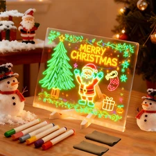 Led Acrylic Dry Erase Note Board for Home, Office, and School (7.9"x 7.9")