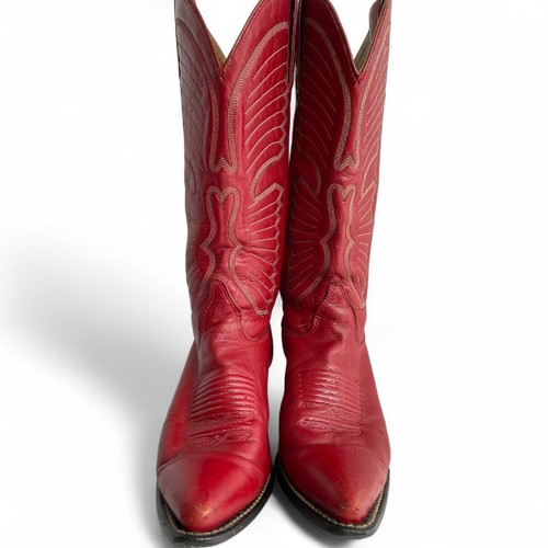 Texas Red Leather Western Cowboy Cowgirl Boots Women's 6.5 M  NO TARIFF FEE - Bild 5 von 14