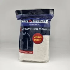 5 Pack JAKE & CO Super Soft White Cotton Crew Neck T-Shirts Men Sizes L XL 2XL