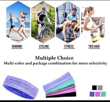 5 PCS luckie Moisture Wicking Non-Slip Stretchy Headbands 5 Colors 9.25x1  