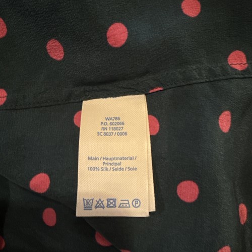 BODEN Sienna Silk Shirt Blouse Button Up Green Dotty Spot Pink Polka Dots Sz 16 - Bild 16 von 17