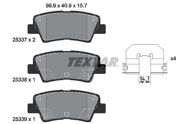 Textar Bremsbelagsatz, Scheibenbremse Hinterachse U.A. FüR Hyundai, KIA-image
