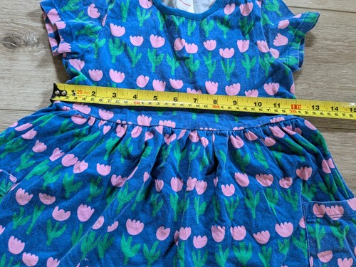 Hanna Andersson Blue Floral Tulip Cotton Dress w/ Pockets Girls 110 cm Size 5 - Picture 4 of 6