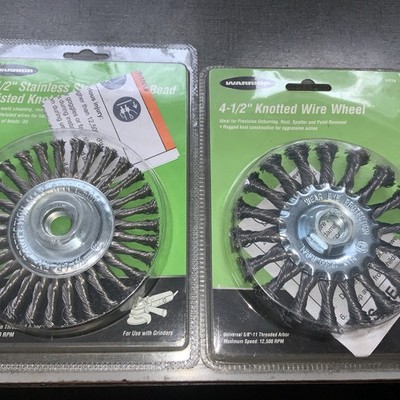 Lot Of 2 Warrior 4.5'' Stainless Steel Stringer Bead Twisted Knot Wire Wheel