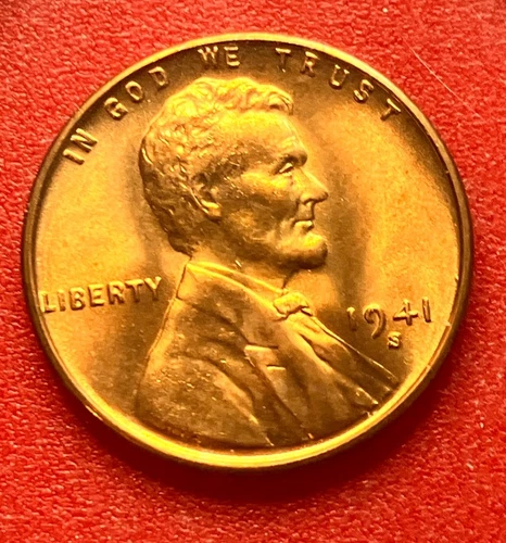 1941-S Lincoln Wheat Cent Penny GEM RED BU From an Original Bank Roll