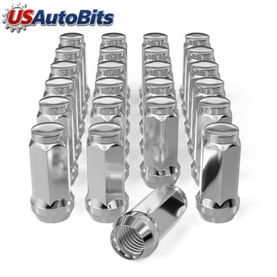 24 Chrome 14x1.5 Bulge Acorn Lug Nuts 1.78'' For Chevy GMC Silverado Sierra 1500