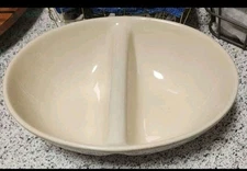 Pfaltzgraff Hamptons Divided Basket Weave Oval Serving Vegetable Bowl Dish