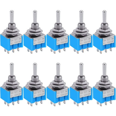 #ad 10pcs DPDT Mini Toggle Switch 6 Pin 3 Position ON Off ON Miniature Toggle $16.99