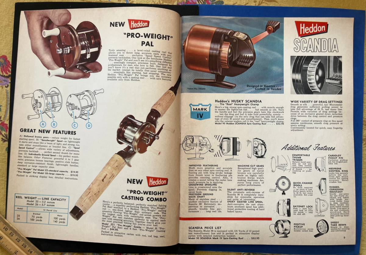 Ancien catalogue leurres/équipements de pêche Heddon 1936.-RARE bon de
