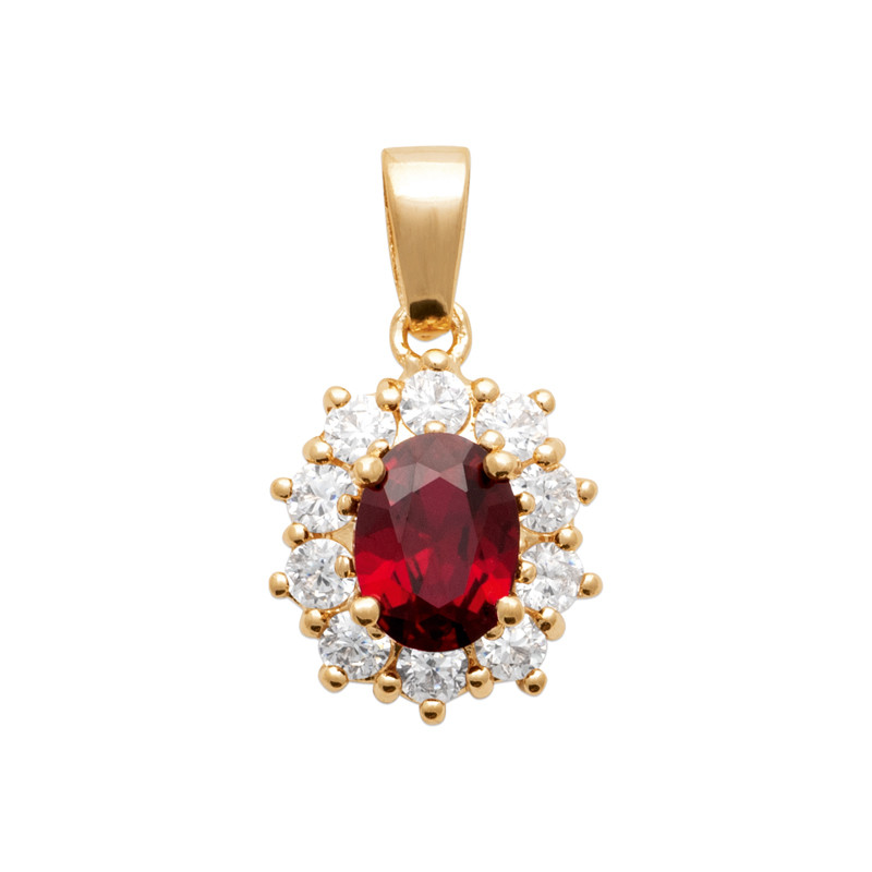 Pendentif princesse rubis en plaqué or 18 carats 750/1000 et zirconium brillant