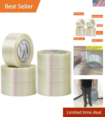 6-Pack Mono Filament Strapping Tape 6.2mil x 2Inch x 60yds Commodity Grade He...