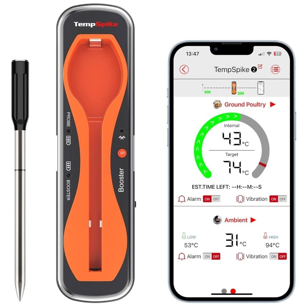 ThermoPro TempSpike Probe Wireless Meat Thermometer Bluetooth Air Fryer Grilling