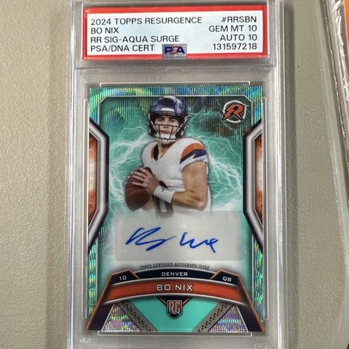 PSA 10 2024 Topps Bo Nix Rookie Auto Aqua Surge 128 /249 #RRS-BN