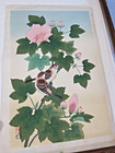 SHIZUO ASHIKAGA "Sparrows and Hibiscus" ORIGINAL SIGNED JAPANESE WOODBLOCK — photo 2