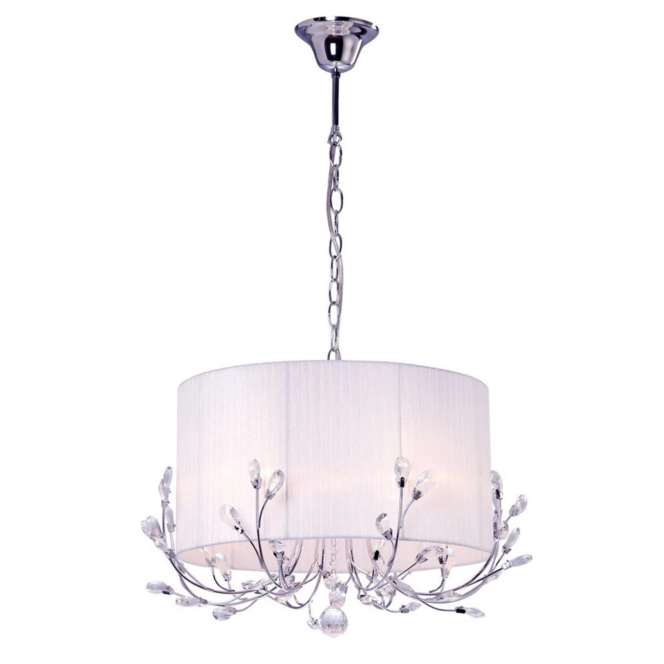 Robin Chrome 4-Light Drum Shade Crystal Chandelier - Image 3 of 3