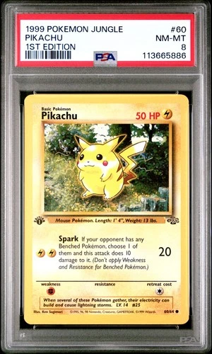 1999 POKEMON JUNGLE 1ST EDITION #60 PIKACHU PSA 8