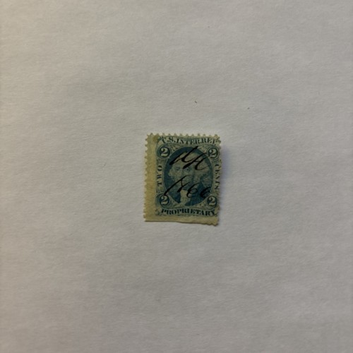 US Scott R13b, 2 Cent Revenue, Proprietary, 1862, Blue, Used, NG, H