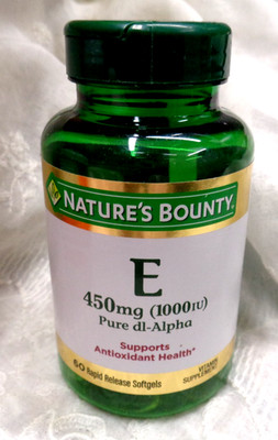 NATURE'S BOUNTY Vitamin E 450 mg 1,000 Iu 60 Rapid Release Softgel EXPIRES 7/27