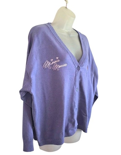 Disney Parks Minnie Mouse Signature Purple Cardigan Sweater Womens 2XL - Picture 5 of 11