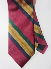 Ferrell Reed Men's Vtg Tie Red Green Blue Gold Stripe Hand Made In America  