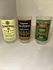 Vintage Set of 3 SEAGRAM'S Glasses - Scotch/Whiskey Vodka Hi Ball Glasses