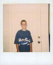 Old Vintage Photo COLOR POLAROID SOLO BOY BEDROOM DOOR INSTANT PHOTOGRAPH