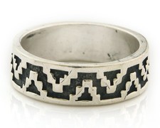 Navajo Tribal Band Ring Sterling Silver Vintage Artist Size 9.0
