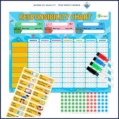 Interactive Kids Responsibility Chart with Illustrated Magnets for Daily Tasks