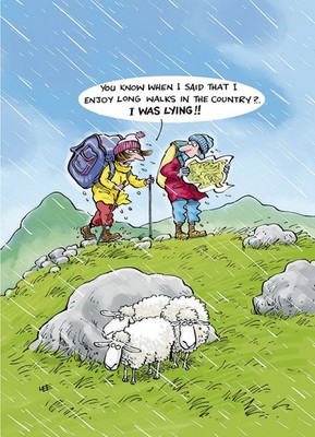 Geburtstagskarte - Walking Rain I Was Lying! - Lustige - Länderkarten Qualität NEU