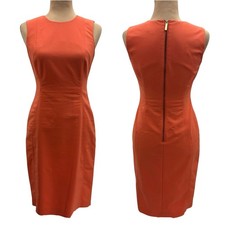 Calvin Klein Orange Sheath Dress Sleeveless Back Gold Zipper Accent US 2 