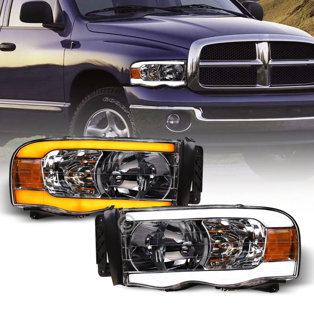 Switchback Sequential For 2002-2005 Dodge Ram Chrome Headlights w