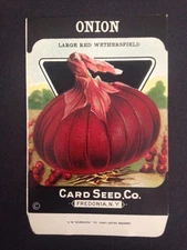 1930-40s Litho Antique Vintage Seed Packet Onion Red Card Seed Co Pack Mint