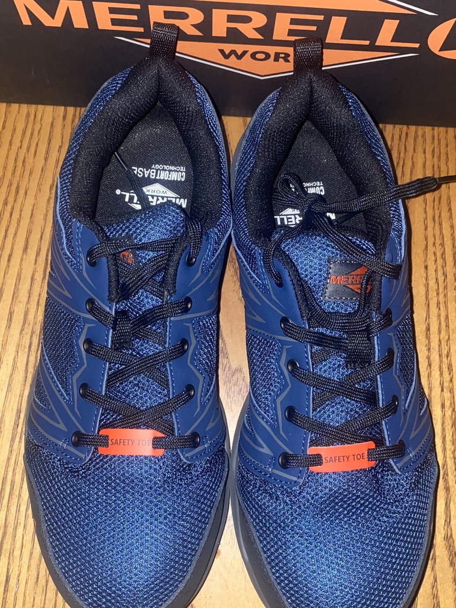 Merrell Men\'s  Day One Safety Blue/Black Comfort Base Tech Work Sneakers - 10 Merrell Work Day One Safety Speed CF SKU: 9550368 - YouTube main image 3