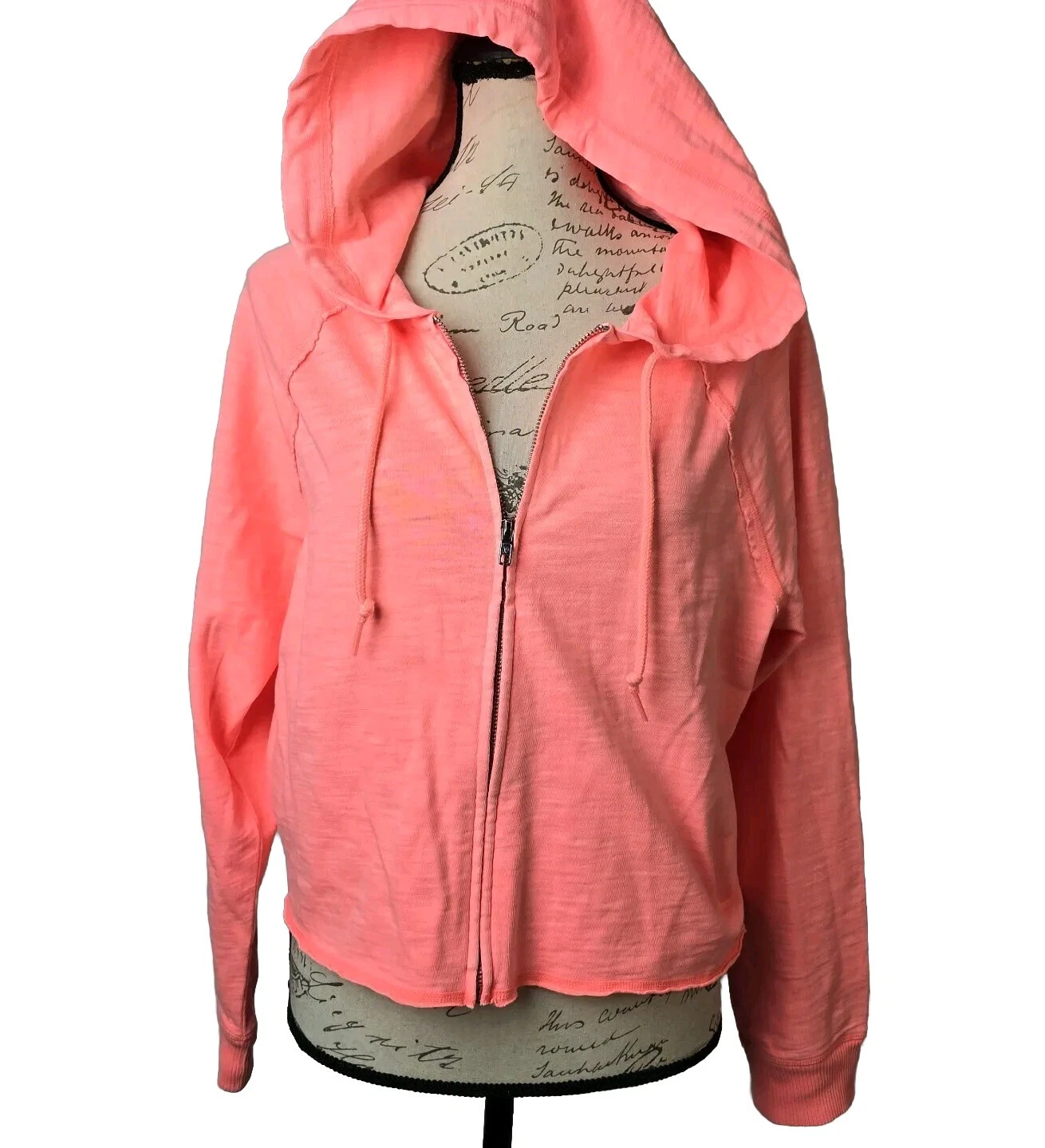 UNDERCOVER Felpa con cappuccio Victoria’s Secret ROSA Lounge cotone zip corallo flash taglia S nuova con etichette