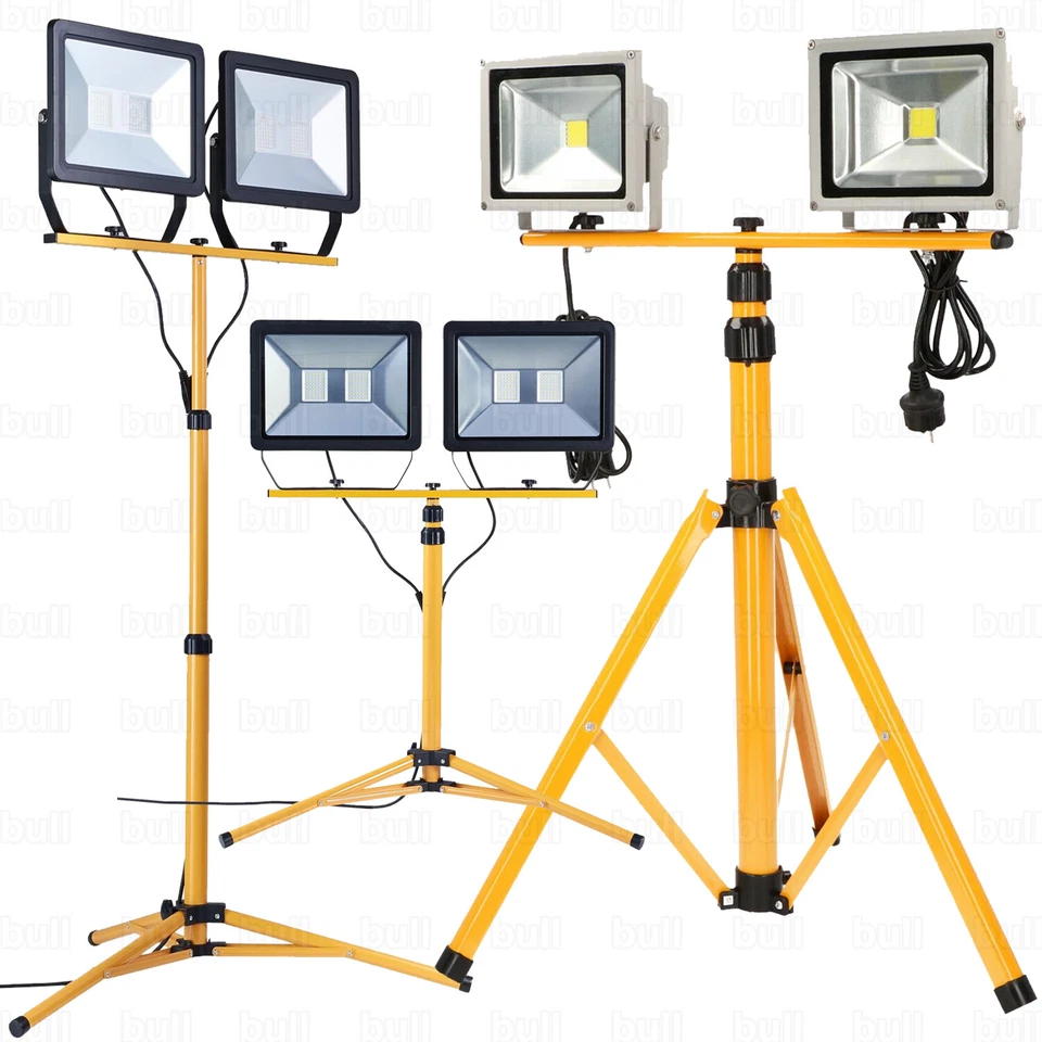 2x LED Fluter Flutlicht Baustrahler Scheinwerfer mit Stativ Stecker 30/50/100W - Bild 2 von 4