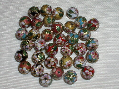 Vendita! 50 nuove perle Cloisonne miste fatte a mano 14 mm - Foto 1 di 1