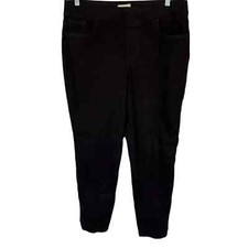 LOGO by Lori Goldstein Petite Knit Denim Pull-On Joggers Pants Black Size 10P