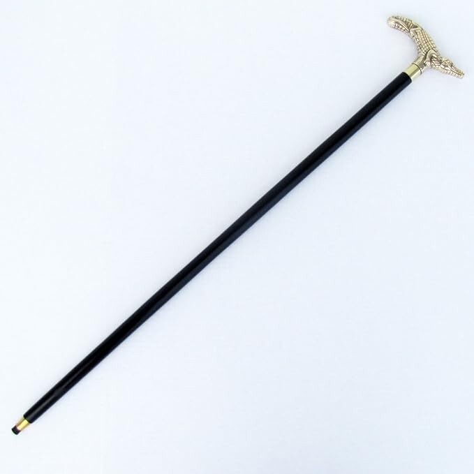 Solid Brass Alligator Designed Solid Wooden Cane … - image 3