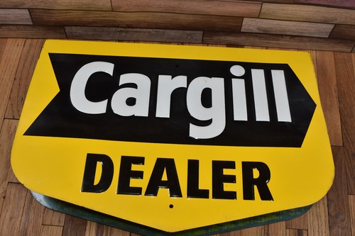 ORIGINAL NOS DOUBLE SIDED VINTAGE CARGILL DEALER SEEDS STEEL FARM CORN SIGN