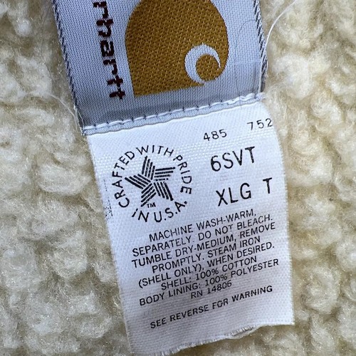 Vtg Carhartt Sherpa Lined Vest 6SVT Mens Sz XLT -Tall Beige USA Made, Distressed - Picture 4 of 12