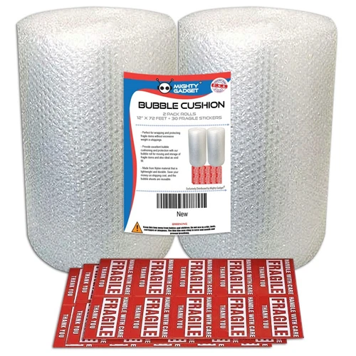 2 Pack Bubble Cushioning Wrap Rolls, Air Bubble, 12 Inch x 72 Feet Total - product listing photo