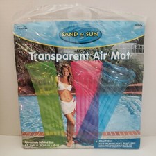 Inflatable Pool Air Mat Sun N Sand Float 72"x 27" Clear Blue Intex NEW Vintage