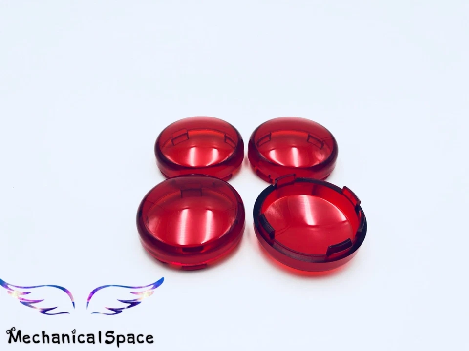 Lente roja cubierta de luz de señal de giro 4 piezas para Harley Davidson Dyna Sportster Foto 2 de 4