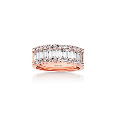 Letty 2 Carat Combine Mix Shape Diamond Half Eternity Band In 14k Rose Gold