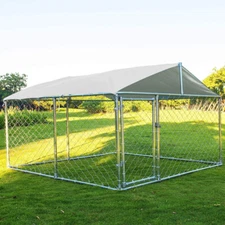 Outdoor Large Metal Dog Kennel Dog Run Heavy Duty Pen Puppy Galvanized Kennel