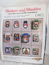 Vintage 1983 Studio 12 Christmas Needlepoint Ornaments Baskets and Baubles