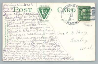 ''Conductor Offered Me to Her Home'' Antique Railroad Message EVERETT Train 1915