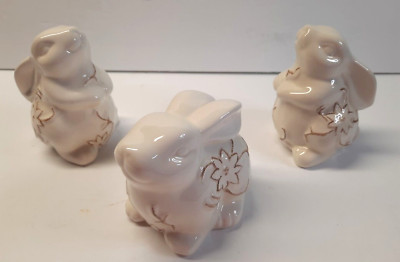 Ceramic 4.5'' White Bunny Rabbits Easter Decor' Hobby Lobby Set of 3 Pre-owned